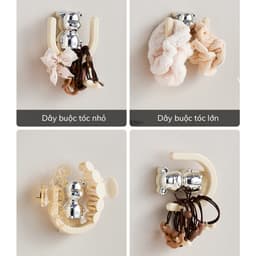 Móc treo dép chữ U dán tường treo đồ phụ kiện nhà tắm decor hình gấu bạc chất liệu nhựa ABS cao cấp 4