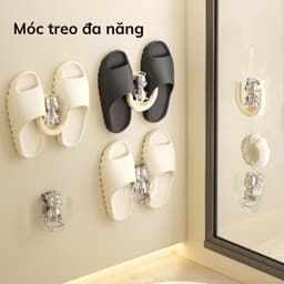 Móc treo dép chữ U dán tường treo đồ phụ kiện nhà tắm decor hình gấu bạc chất liệu nhựa ABS cao cấp 1