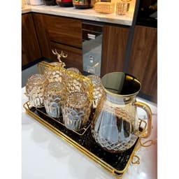 Bình Thủy Tinh Chịu Nhiệt 1.5L Có Quai Cầm, Nắp Inox, Họa Tiết Dập Nổi 3D Sang Trọng,Bình Đựng Nước, Trà, Nước Trái Cây 4