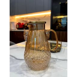 Bình Thủy Tinh Chịu Nhiệt 1.5L Có Quai Cầm, Nắp Inox, Họa Tiết Dập Nổi 3D Sang Trọng,Bình Đựng Nước, Trà, Nước Trái Cây 6