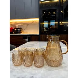 Bình Thủy Tinh Chịu Nhiệt 1.5L Có Quai Cầm, Nắp Inox, Họa Tiết Dập Nổi 3D Sang Trọng,Bình Đựng Nước, Trà, Nước Trái Cây 7