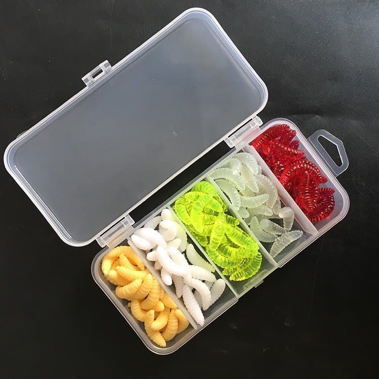 Hộp 100 Mồi Giun Mềm 2CM Chuyên Móc Lưỡi Đơn Câu Đa Năng