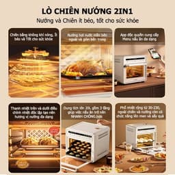 Lò Nướng Hấp Đối Lưu Đa Năng Nồi Chiên Hơi Nước Dung Tích 22L Qcooker Chuyên Dùng Nướng Hấp Làm Bánh 6