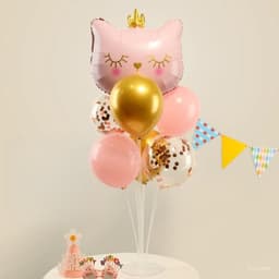 Trụ kèm bóng hình mèo hồng, bóng hình chủ đề mèo hồng cho bé siêu xinh 4