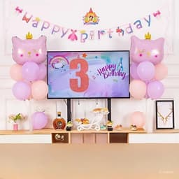 Trụ kèm bóng hình mèo hồng, bóng hình chủ đề mèo hồng cho bé siêu xinh 2