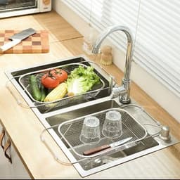 Rổ Inox Đa Năng Gác Chậu Rửa Chén/ Để Rau, Hoa Quả/ Phơi Đũa Muỗng (Inox 201) 3