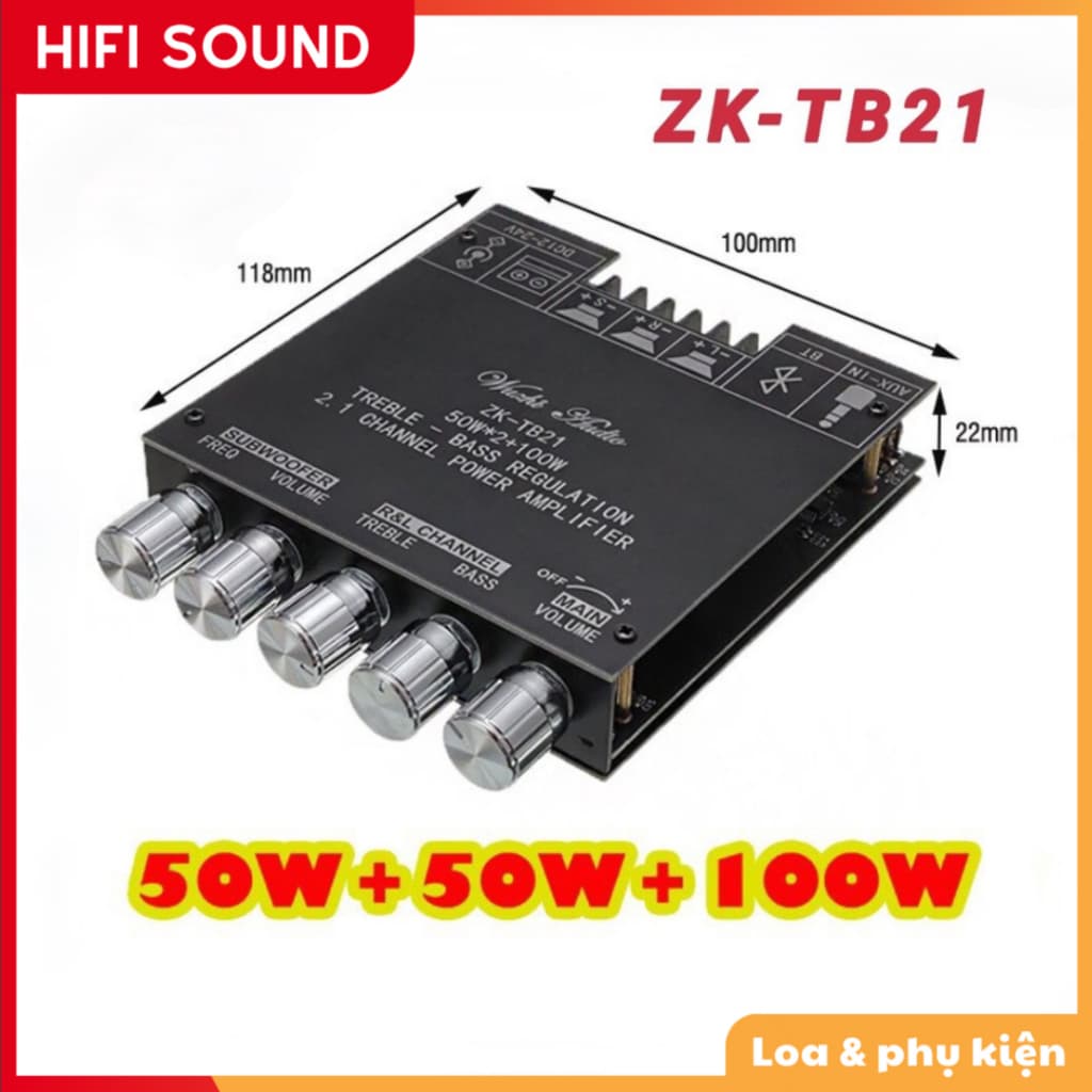 Mạch Wuzhi ZK-TB21 Bluetooth 2.1 50w*50w+100w ( Hàng chính hãng có app trên điện thoại )