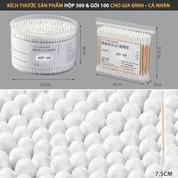Hộp 500 Tăm Bông Ngoáy Tai Thân Gỗ Người Lớn 2 Đầu Vệ Sinh Tai Đa Năng An Toàn Tiện Lợi M154 5