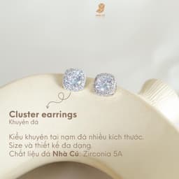 Bông Tai Nữ Cây Xỏ Bạc 925 NHÀ CÚ Bo Vuông Tròn Đính Đá Màu Bạc Thanh Lịch 18502 2