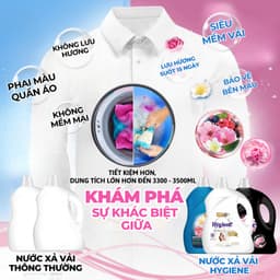 Nước Xả Vải Hygiene Thái Lan 3500ml Đậm Đặc, Lưu Hương Lâu, Khử Mùi, An Toàn Cho Bé, Giá Tốt 3