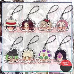(mua 1 tặng 1) Móc dây treo điện thoại KIMETSU NO YAIBA ver mặt cười in hình Thanh Gươm Diệt Quỷ chibi 3