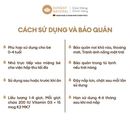 Sunday Natural - VITAMIN D3 + K2 MK7 200 IU + 15µg  cho trẻ em 0-4 tuổi 4