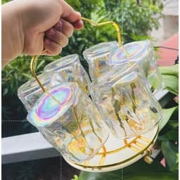 Bộ 6 Cốc Thuỷ Tinh Xoắn Màu Sắc Bộ Ly Xoắn Phong Cách Hàn Quốc Cốc Thủy Tinh Decor Uống Nước Cao Cấp 5