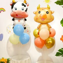 Trụ kèm bóng hình bò sữa, trâu vàng, bóng hình chủ đề bò sữa, trâu vàng cho bé siêu xinh 1