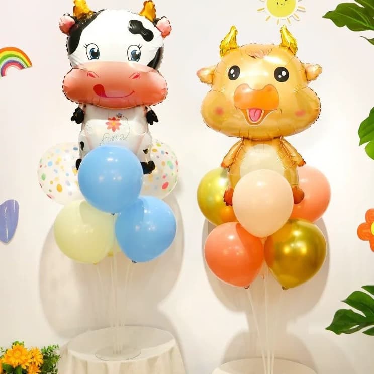 Trụ kèm bóng hình bò sữa, trâu vàng, bóng hình chủ đề bò sữa, trâu vàng cho bé siêu xinh