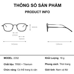 Gọng kính cận thời trang nam nữ  NARO EYEWEAR  dáng vuông chống tia UV chất liệu kim loại cao cấp - 1014 9