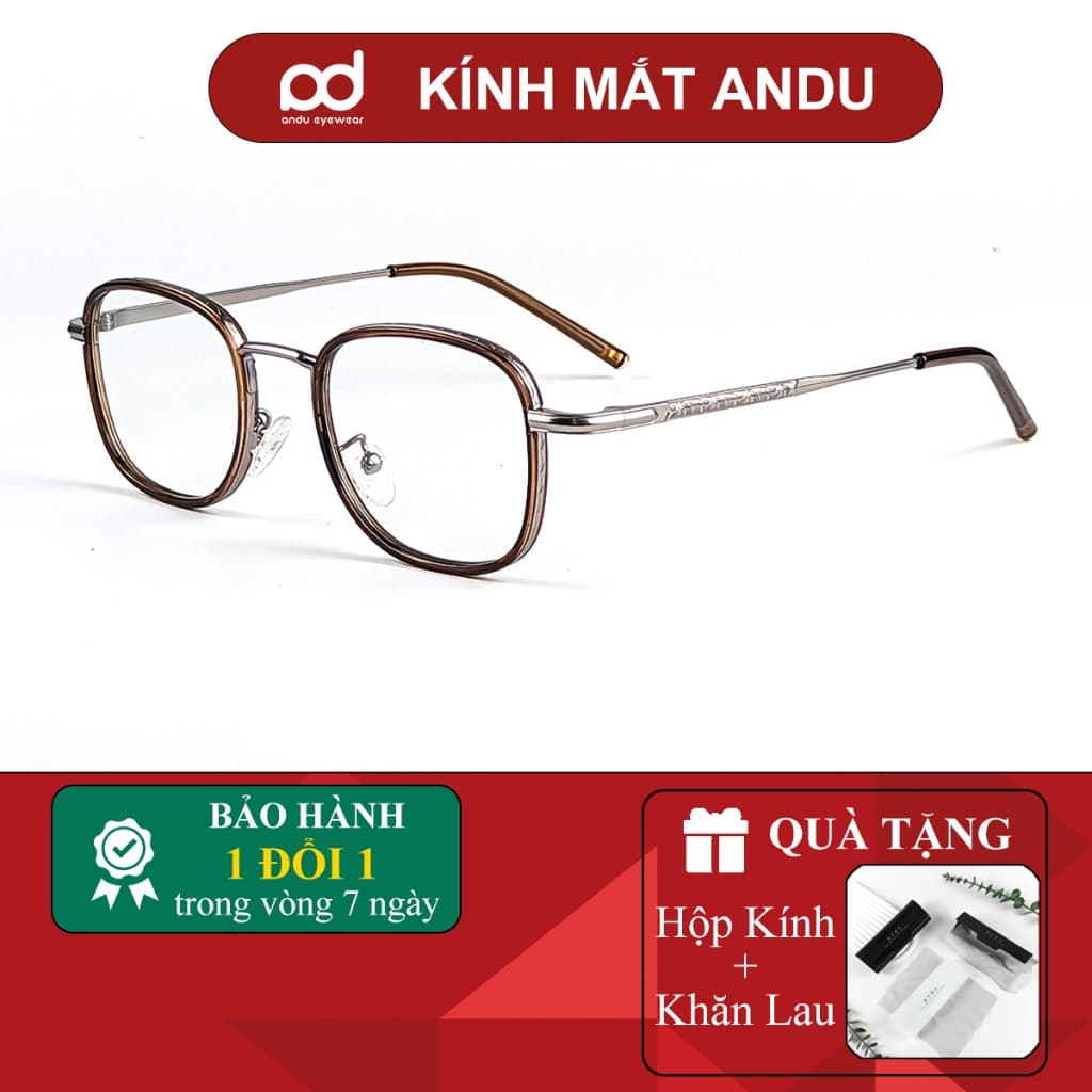 Gọng kính cận thời trang nam nữ  NARO EYEWEAR  dáng vuông chống tia UV chất liệu kim loại cao cấp - 1014