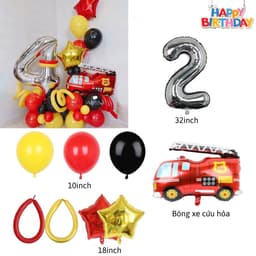 Phụ kiện trang tri sinh nhật chủ đề ô tô tone đỏ cam cho bé trai Babuu Decor 2