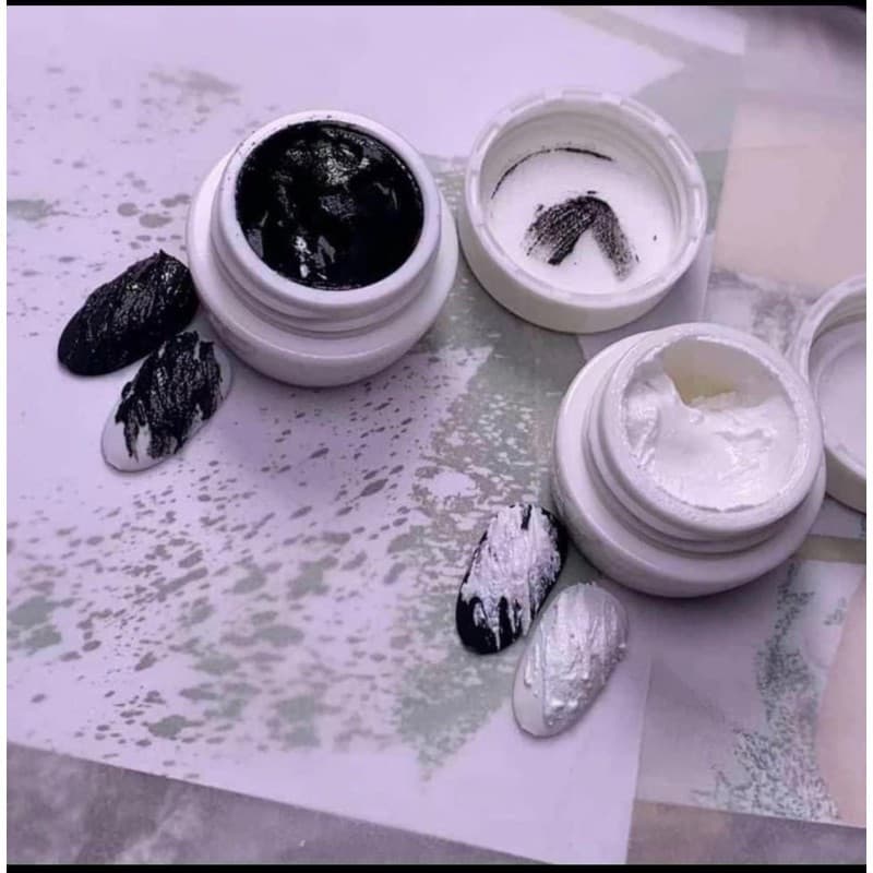 Gel xi măng nail vẽ móng sẵn 2 màu đen - trắng Gel Thạch Cao Trang Trí Móng