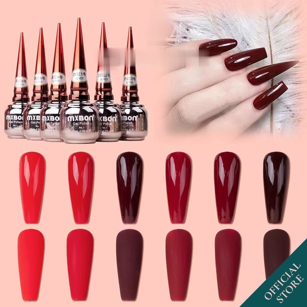 Sơn gel Mxbon đỏ chính hãng tone đỏ 6 màu tôn da, chất gel đậm đặc không ánh tím ( lẻ 1 màu )