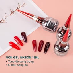 Sơn gel Mxbon đỏ chính hãng tone đỏ 6 màu tôn da, chất gel đậm đặc không ánh tím ( lẻ 1 màu ) 3