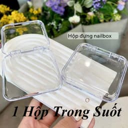 Hộp đựng nailbox móng tay, hộp mica nail box trong suốt hình vuông, hộp đựng nailbox 1