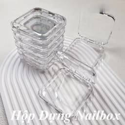 Hộp đựng nailbox móng tay, hộp mica nail box trong suốt hình vuông, hộp đựng nailbox 3
