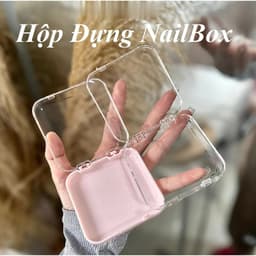 Hộp đựng nailbox móng tay, hộp mica nail box trong suốt hình vuông, hộp đựng nailbox 4
