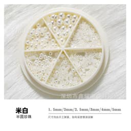 Sét hạt trai nửa, mix 6 size khay tròn - phụ kiện trang trí móng tay 1