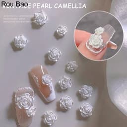 Túi charm hoa hồng mix bi mầu trắng - phụ kiện làm NAIL 4