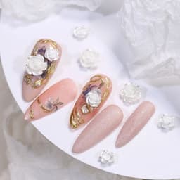 Túi charm hoa hồng mix bi mầu trắng - phụ kiện làm NAIL 7