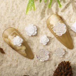 Túi charm hoa hồng mix bi mầu trắng - phụ kiện làm NAIL 8