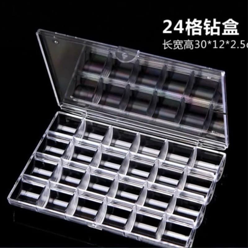 Khay Mica Trong Suốt Nhiều Ngăn Đựng Charm Đá Nail 24 ô