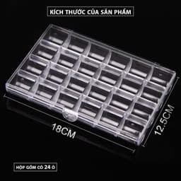 Khay Mica Trong Suốt Nhiều Ngăn Đựng Charm Đá Nail 24 ô 3
