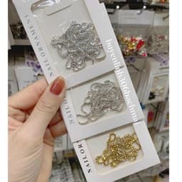 Dây xích kim loại đính đá 3D long lanh sang trọng - trang trí móng tay có thể cắt được DIY 3