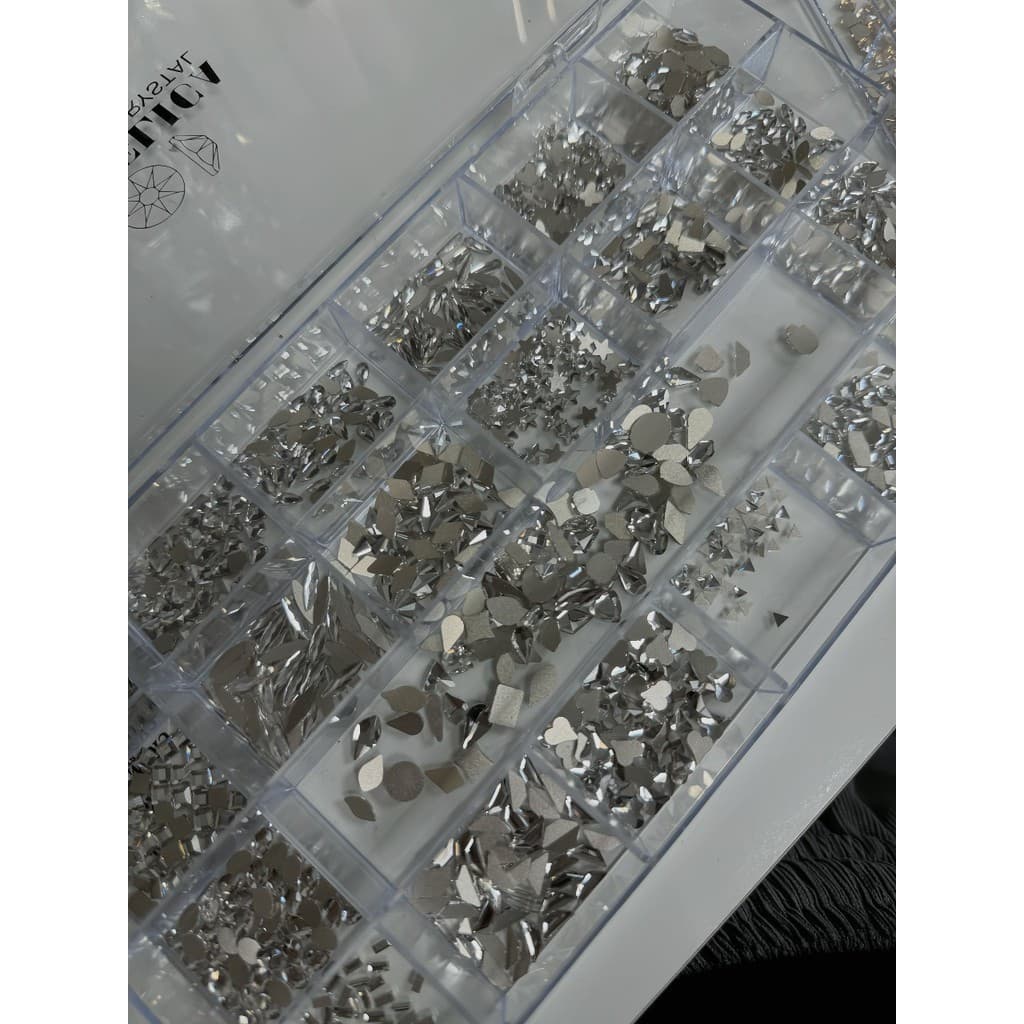 Khay 500 Viên Đá Nail Chân Bằng Mix Siêu Sáng Trang Trí Đính Móng NAIL