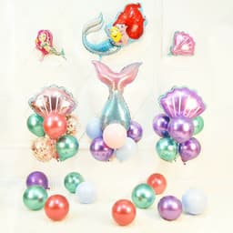 Trụ kèm bóng hình chủ đề tiên cá và vỏ sò, bóng hình chủ đề tiên cá và vỏ sò màu pastel galaxy cho bé siêu ngọt ngào 7