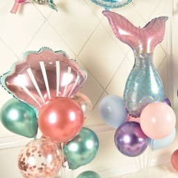 Trụ kèm bóng hình chủ đề tiên cá và vỏ sò, bóng hình chủ đề tiên cá và vỏ sò màu pastel galaxy cho bé siêu ngọt ngào 6