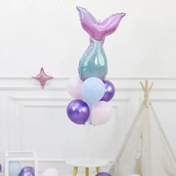 Trụ kèm bóng hình chủ đề tiên cá và vỏ sò, bóng hình chủ đề tiên cá và vỏ sò màu pastel galaxy cho bé siêu ngọt ngào 3