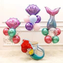 Trụ kèm bóng hình chủ đề tiên cá và vỏ sò, bóng hình chủ đề tiên cá và vỏ sò màu pastel galaxy cho bé siêu ngọt ngào 8