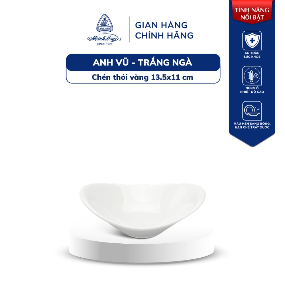 Chén Sứ Thỏi Vàng 13.5 x 11 cm Minh Long  - Anh Vũ - Trắng Ngà