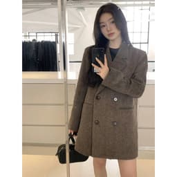 [Sẵn] Áo Khoác Dạ Blazer Tweed Nữ Dáng Dài Form Rộng Mặc Đi Làm Đi Đà Lạt Thu Đông CHALI AD2475 1