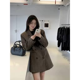 [Sẵn] Áo Khoác Dạ Blazer Tweed Nữ Dáng Dài Form Rộng Mặc Đi Làm Đi Đà Lạt Thu Đông CHALI AD2475 2
