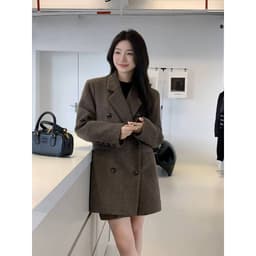 [Sẵn] Áo Khoác Dạ Blazer Tweed Nữ Dáng Dài Form Rộng Mặc Đi Làm Đi Đà Lạt Thu Đông CHALI AD2475 5