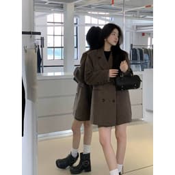 [Sẵn] Áo Khoác Dạ Blazer Tweed Nữ Dáng Dài Form Rộng Mặc Đi Làm Đi Đà Lạt Thu Đông CHALI AD2475 3
