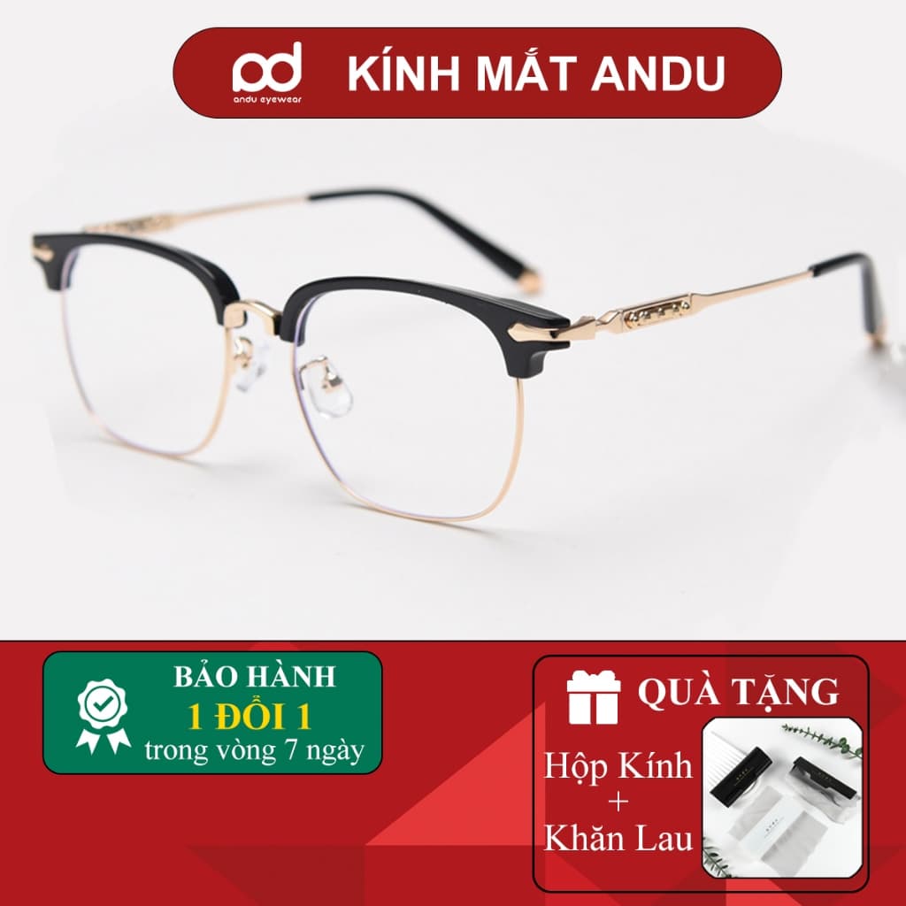 Gọng kính cận thời trang nam nữ NARO EYEWEAR dáng brownline vuông chất liệu Titan 00AD251