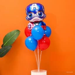 Trụ kèm bóng hình Siêu nhân & người sắt trang trí sinh nhật, bóng hình chủ đề Siêu nhân & người sắt cho bé trai 3