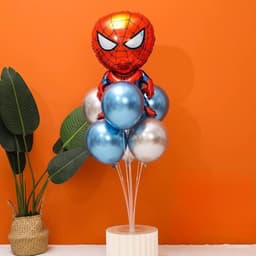 Trụ kèm bóng hình Siêu nhân & người sắt trang trí sinh nhật, bóng hình chủ đề Siêu nhân & người sắt cho bé trai 4