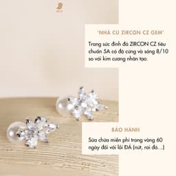 Bông Tai Nữ Cây Xỏ Bạc 925 NHÀ CÚ Phụ Kiện Earjacket Hình Lá Đính Đá Kết Hợp Hạt Ngọc Thanh Lịch 17705 2