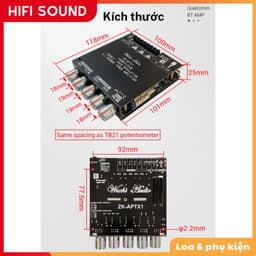 Mạch âm thanh 2.1 Wuzhi ZK- ST21, ZK - APTX1 sử dụng bluetooth QCC3034 chất lượng cao 2